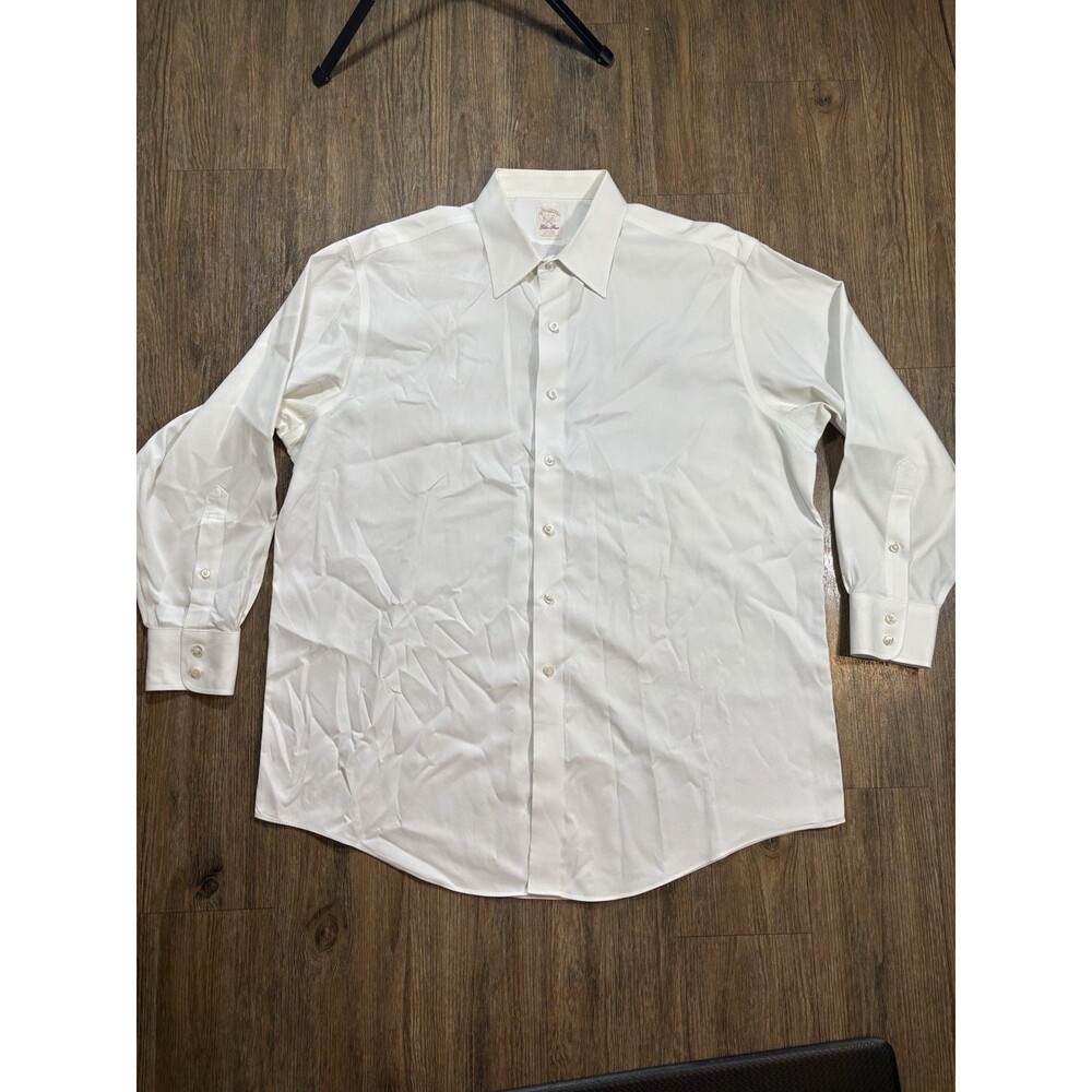 Brooks Brothers Button Shirt 17.5-34 White Oxford Golden Fleece Dress Shirt